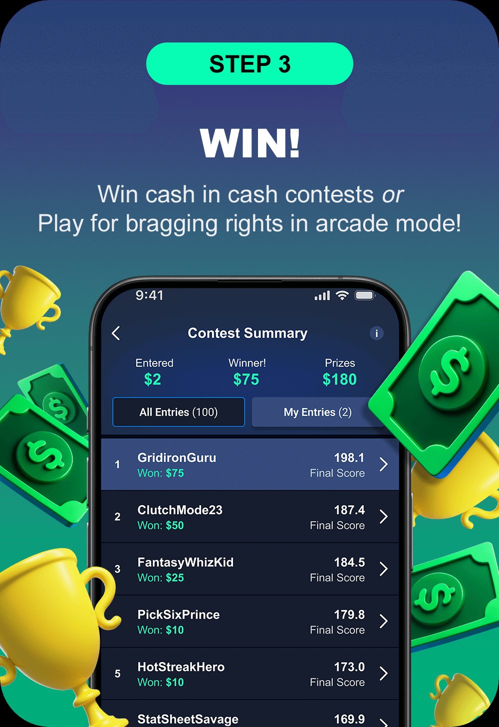 Step 3 — win real cash